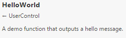 A User Control function inserted in Visual Editor