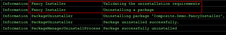 Uninstalling log messages